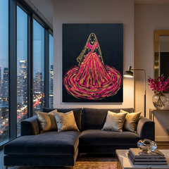 Indian Bride Conceptual Canvas Wall Art Prints for Bedroom Art