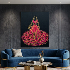 Indian Bride Conceptual Canvas Wall Art Prints for Bedroom Art