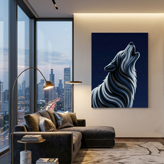 Howling Wolf Conceptual Canvas Wall Art Prints for Living Room Art