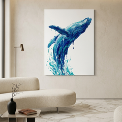 Blue Whale Conceptual Canvas Wall Art Prints for Living Room Art
