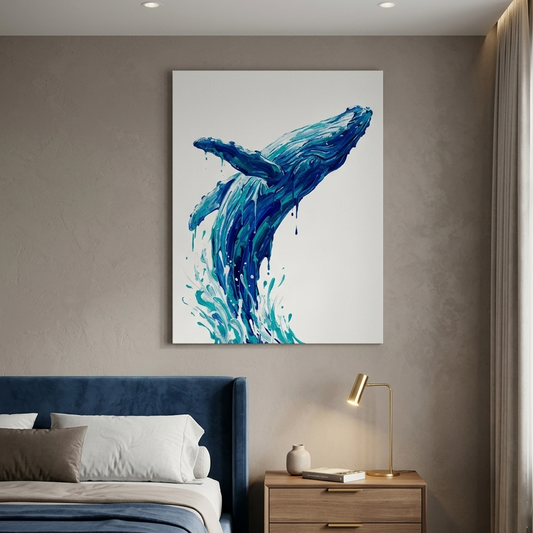 Blue Whale Conceptual Canvas Wall Art Prints for Living Room Art