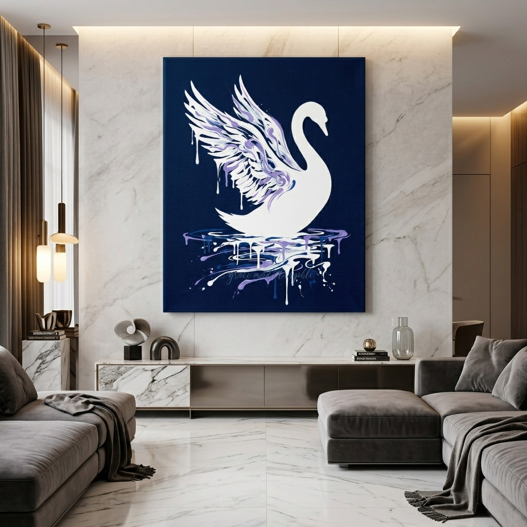 Swan Grace Conceptual Canvas Wall Art Prints for Bedroom Art
