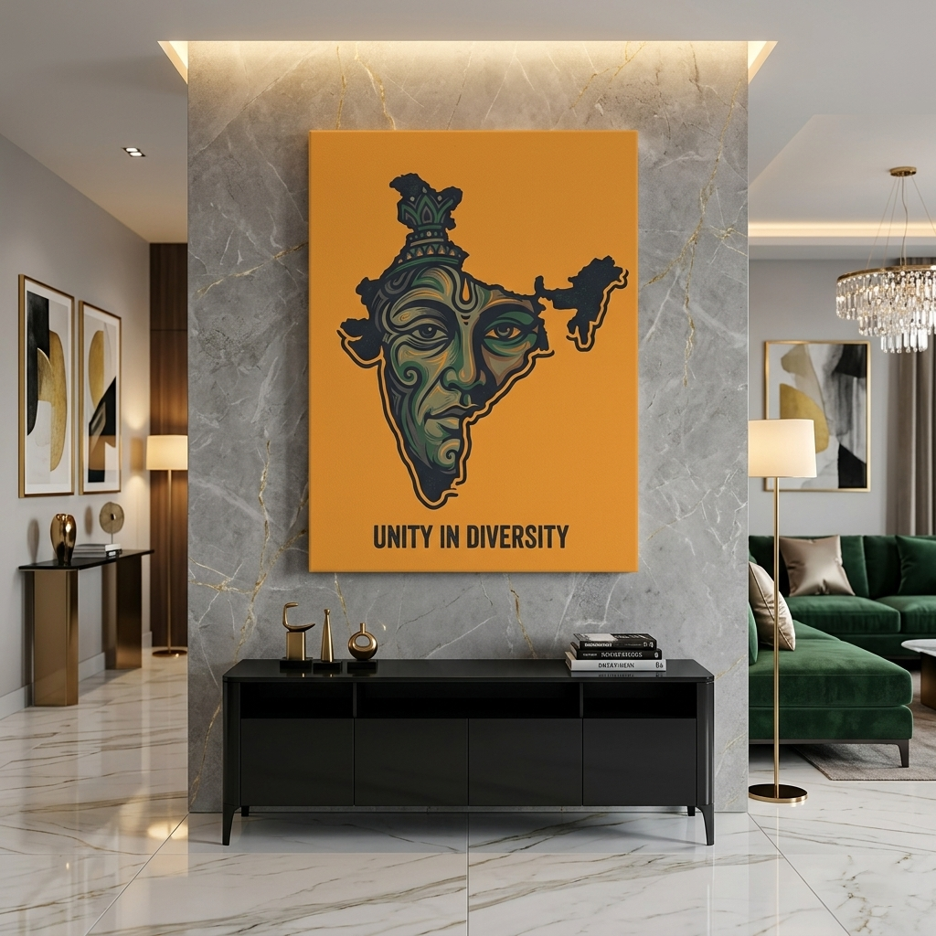 Unity In Diversity India Conceptual Canvas Wall Art Prints for Home Decoration