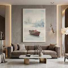 Lantern Boat in the Mist – Watercolor Art Canvas Prints