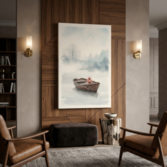 Lantern Boat in the Mist – Watercolor Art Canvas Prints