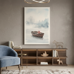 Lantern Boat in the Mist – Watercolor Art Canvas Prints