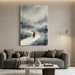 Lantern Walker on the Path – Watercolor Art Canvas Prints