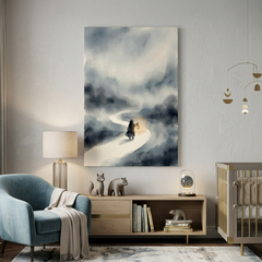 Lantern Walker on the Path – Watercolor Art Canvas Prints
