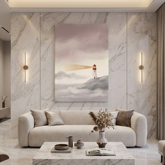 Lighthouse Beam Through the Mist – Watercolor Art Canvas Prints
