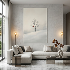 Red Cardinal in Winter White – Watercolor Art Canvas Prints
