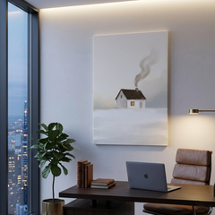 Little House in the Snow – Watercolor Art Canvas Prints