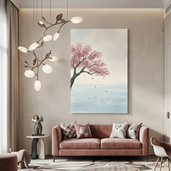 Cherry Blossom Petals on Water – Watercolor Art Canvas Prints