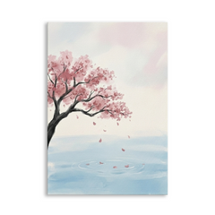 Cherry Blossom Petals on Water – Watercolor Art Canvas Prints