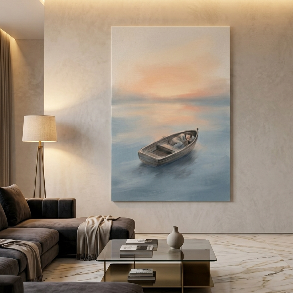 Adrift on a Sunset Sea – Watercolor Art Canvas Prints