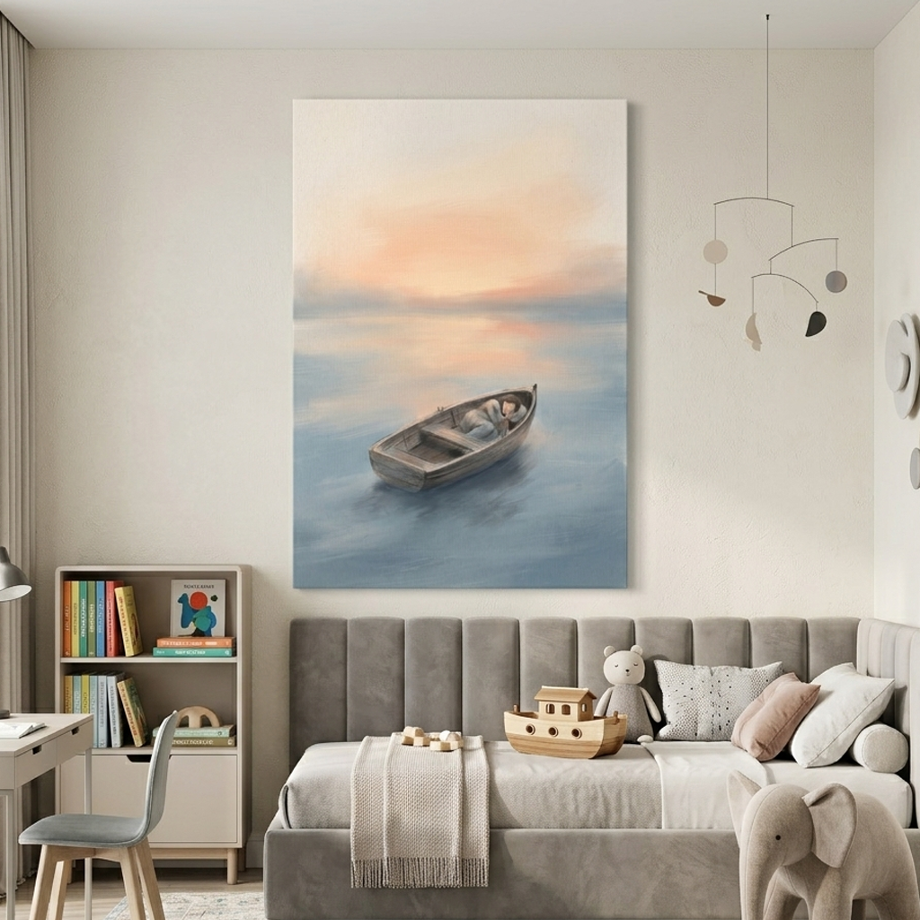 Adrift on a Sunset Sea – Watercolor Art Canvas Prints