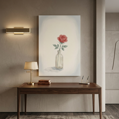 Single Rose in a Bottle – Watercolor Art Canvas Prints
