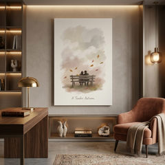 A Tender Autumn Embrace – Watercolor Art Canvas Prints