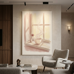 Morning Tea on the Sill – Watercolor Art Canvas Prints