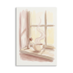 Morning Tea on the Sill – Watercolor Art Canvas Prints