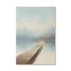 Pier into the Morning Mist – Watercolor Art Canvas Prints