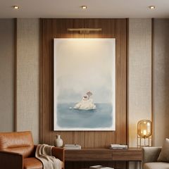 Little House on Island Rock – Watercolor Art Canvas Prints