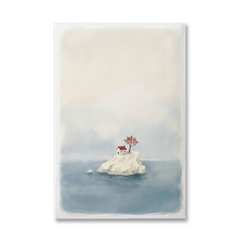 Little House on Island Rock – Watercolor Art Canvas Prints