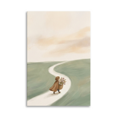 Flower Gatherer on the Path – Watercolor Art Canvas Prints