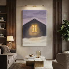 Glowing Window Snowy Night Cozy Watercolor Canvas Wall Art Prints