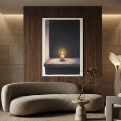 Single Candle Window Glow Cozy Watercolor Canvas Wall Art Prints