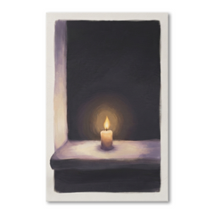 Single Candle Window Glow Cozy Watercolor Canvas Wall Art Prints