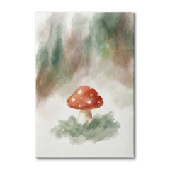 Little Red Forest Mushroom Cozy Watercolor Canvas Wall Art Prints