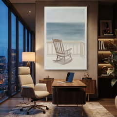 Seaside Porch Rocking Chair Cozy Watercolor Canvas Wall Art Prints
