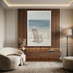 Seaside Porch Rocking Chair Cozy Watercolor Canvas Wall Art Prints