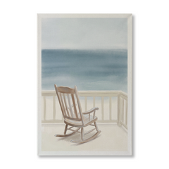 Seaside Porch Rocking Chair Cozy Watercolor Canvas Wall Art Prints