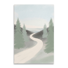 Winding Path Through Pines Cozy Watercolor Canvas Wall Art Prints