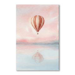 Blush Sky Hot Air Balloon Cozy Watercolor Canvas Wall Art Prints