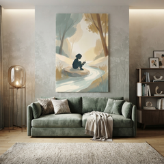 Streamside Little Reader Cozy Watercolor Canvas Wall Art Prints