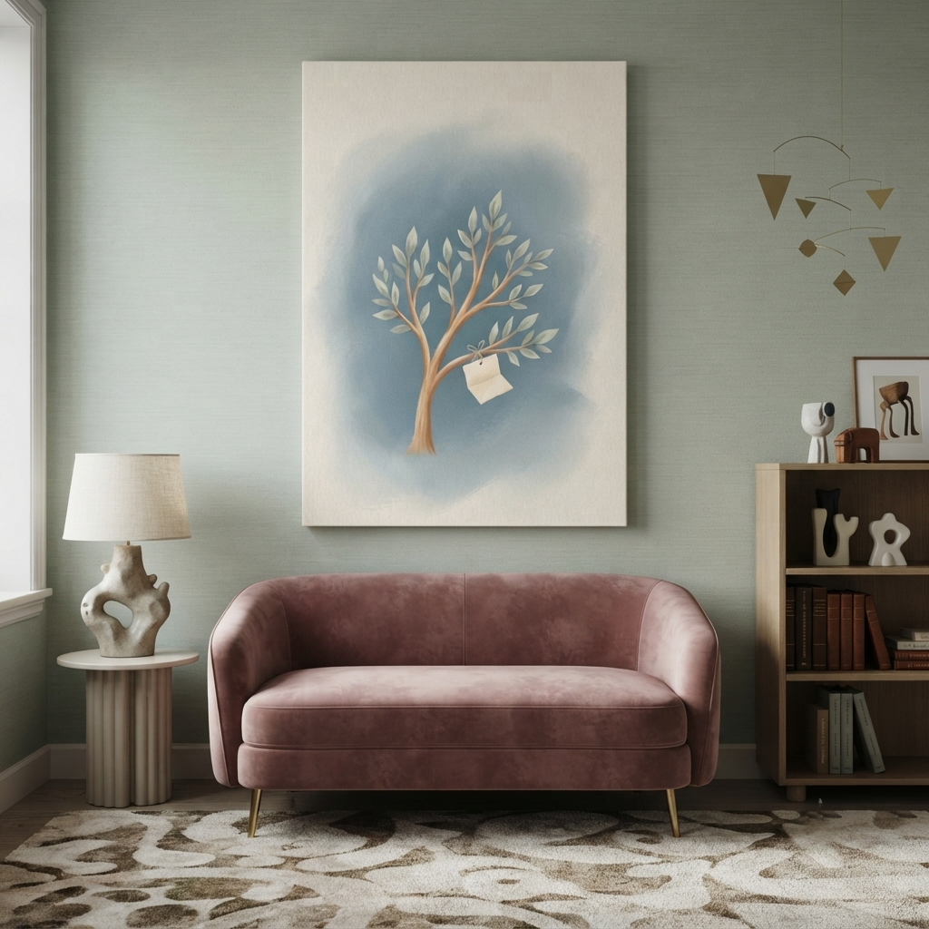 Little Letter Wishing Tree Cozy Watercolor Canvas Wall Art Prints