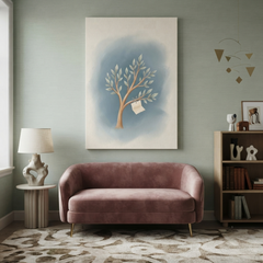 Little Letter Wishing Tree Cozy Watercolor Canvas Wall Art Prints