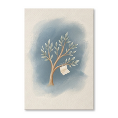 Little Letter Wishing Tree Cozy Watercolor Canvas Wall Art Prints