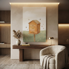 Meadow Beehive Busy Bees Cozy Watercolor Canvas Wall Art Prints