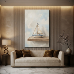 Little Toy Sailboat Shelf Cozy Watercolor Canvas Wall Art Prints