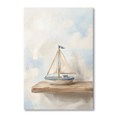 Little Toy Sailboat Shelf Cozy Watercolor Canvas Wall Art Prints