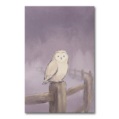 Snowy Owl Lavender Mist Cozy Watercolor Canvas Wall Art Prints