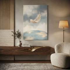Falling Feather Gentle Ripples Cozy Watercolor Canvas Wall Art Prints