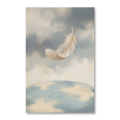 Falling Feather Gentle Ripples Cozy Watercolor Canvas Wall Art Prints