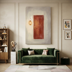 Red Door Lantern Welcome Cozy Watercolor Canvas Wall Art Prints