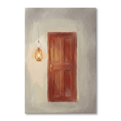 Red Door Lantern Welcome Cozy Watercolor Canvas Wall Art Prints
