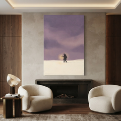 Lantern Walk Through Lavender Snow Cozy Watercolor Canvas Wall Art Prints