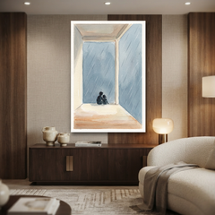 Rainy Window Quiet Companions Cozy Watercolor Canvas Wall Art Prints
